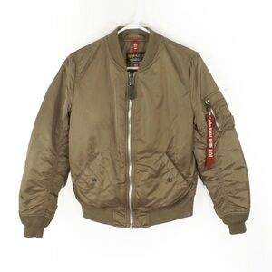 Alpha Industries 1959 Full Zip Lace Up Back Detailing Khaki Green Bomber Jacket